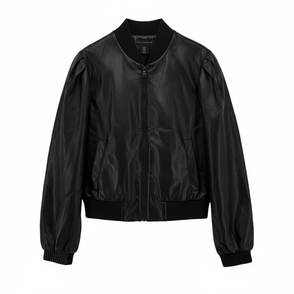House‎ of Harlow 1960 Black Faux Leather Bomber Jacket Womens Size Medium NWT